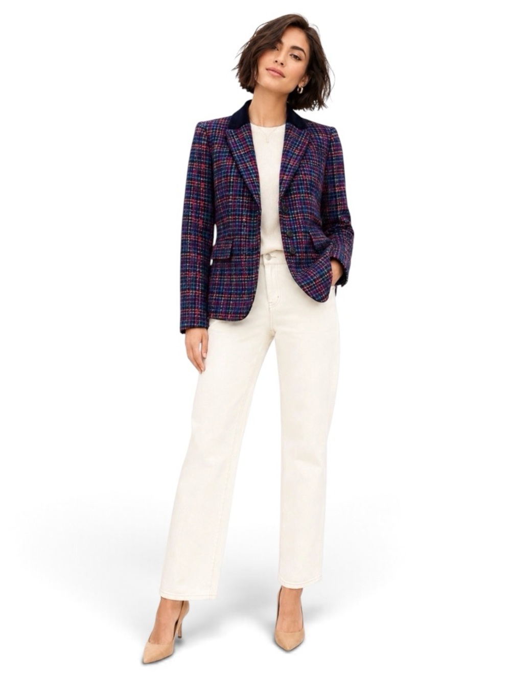 Talbots Mistletoe Plaid Shetland
Wool Blend Blazer old money classic Size 12